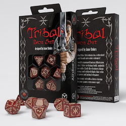 Tribal Dice Set Shimmering Red & Beige
