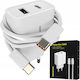 Spacecase Spacecase Handyladegerät mit USB-A Ausgangsanschluss, USB-C Ausgangsanschluss und Kabel USB-C - USB-C 20W Stromlieferung / Schnellladetechnologie 3.0 Weiß