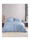 Rythmos Diva Bed Sheet Set With 2 Pillowcases Super-Double With Rubber Hugger 160x260+25cm Blue (4 Pieces)