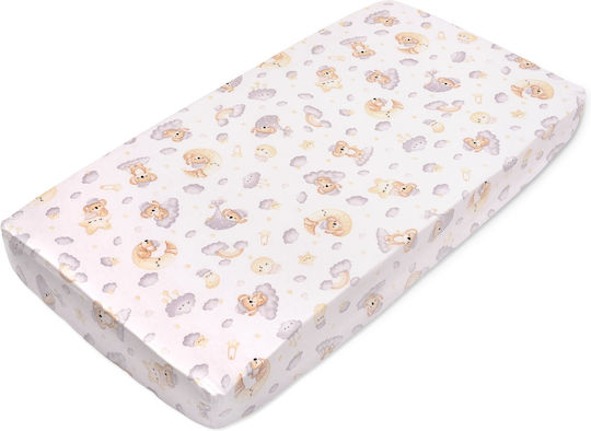 Kidizi Бебешки Чаршаф За Количка Памук с Ластик Сив 120x60бр