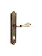 Roline K315 Front Door Lever Pair Fixed Plate Brass & Porcelain Antique Crackle 255x45x129mm