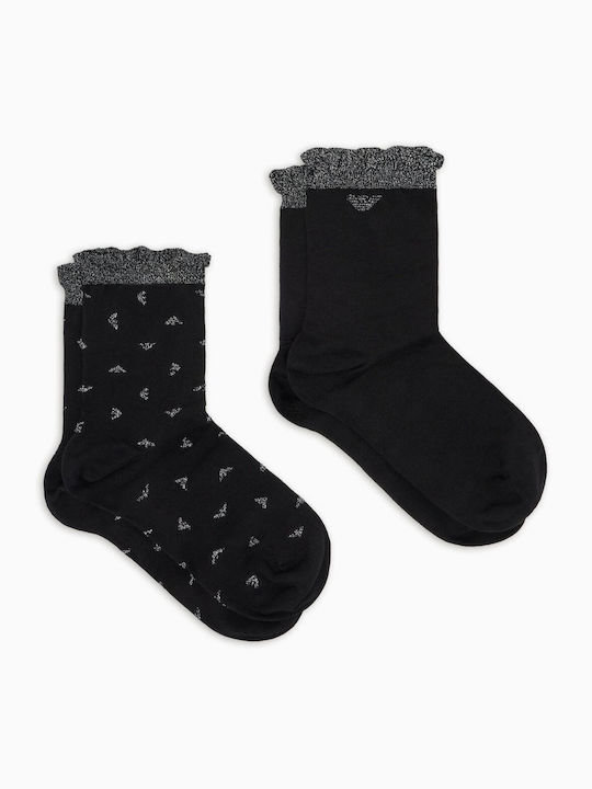 Emporio Armani Κάλτσες Black Silver 2Pack