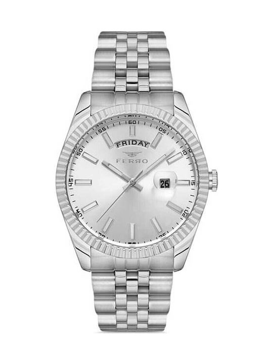Ferro Men's Watch Battery with Silver Metal Bra...