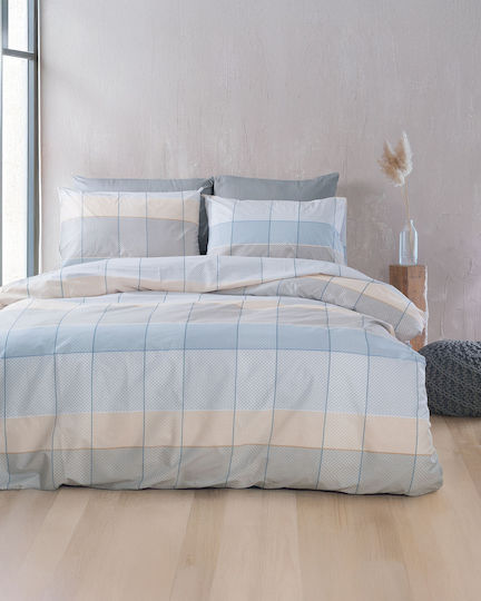 Rythmos Σετ Πάπλωμα Υπέρδιπλο 220x240εκ. Colette Γκρι Γαλάζιο 3τμχ 380 GSM