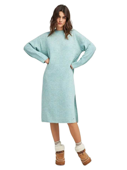 Midi Dress with Slit Green