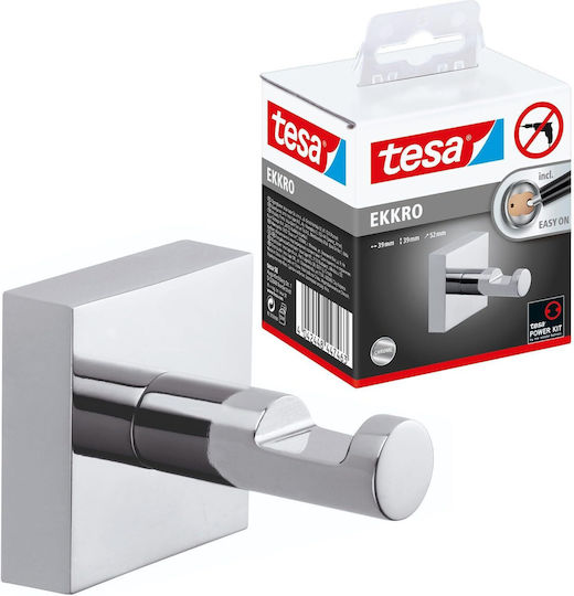 Tesa Ekkro Towel Hook High Gloss Chrome Metal Self-adhesive Adhesive Mounting Technology 39mm x 39mm x 52mm