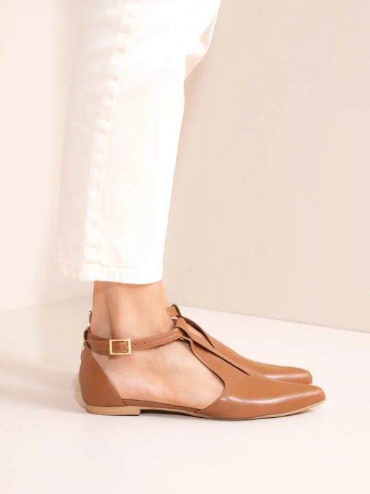 Sandalista Leder Damen Braun Flache Sandalen