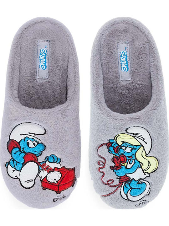 Smurf 10132097 Χειμερινές Γυναικείες Παντόφλες Γκρι