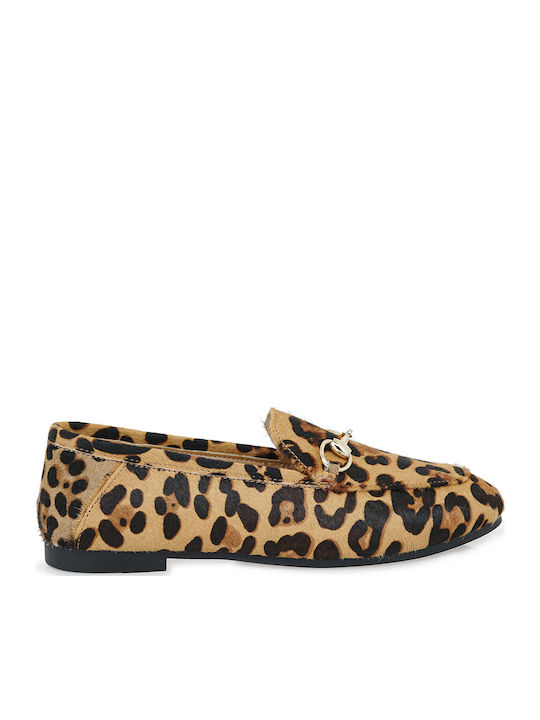 Leather Women's Loafers in Brown Color