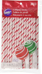 Paper Sticks Straws Red White 30 Pcs Wilton