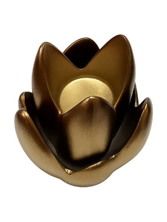 Galifas Kerzenhalter Keramik in Gold Farbe 13x19.5x13cm 1Stück