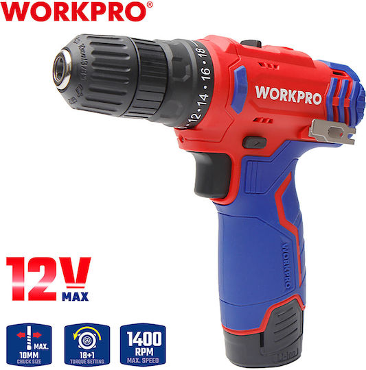 WorkPro WP460203 Mașină De Găurit Cu Baterie Fără Perii 12V 2x2Ah