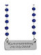 Theodora's Jewellery Κολιέ Ροζάριο Ταυτότητα από Ατσάλι με Προσωποποίηση Μπλε