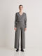 Women's Fabric Trousers with Elastic Regular Fit Grey
