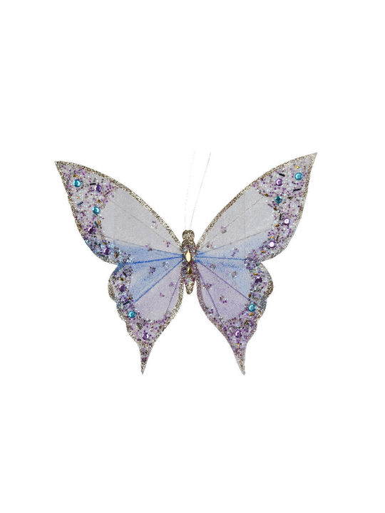 Hängendes Schmetterling Ornament Lila mit Glitzer 23x26cm