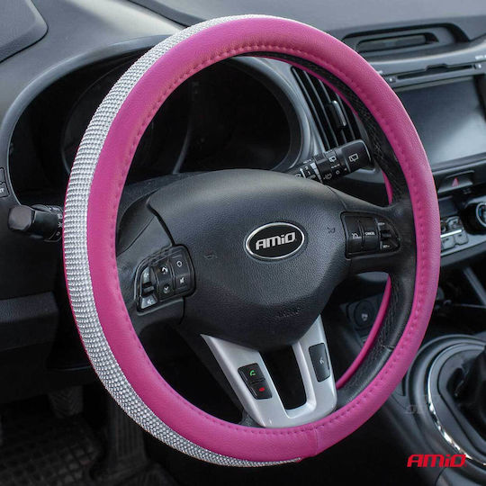 Alista Home Husă Volan Auto Sintetic Roz cu Cusătură Roz