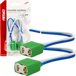 Set 2 Ceramic H7 Socket Holders Heat Resistant