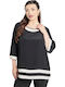Women's Blouse Satin with 3/4 Sleeve Black