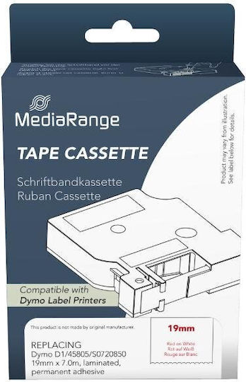 MediaRange Label Maker Tape 1m x 12mm in Red Colour Compatible with Dymo D1