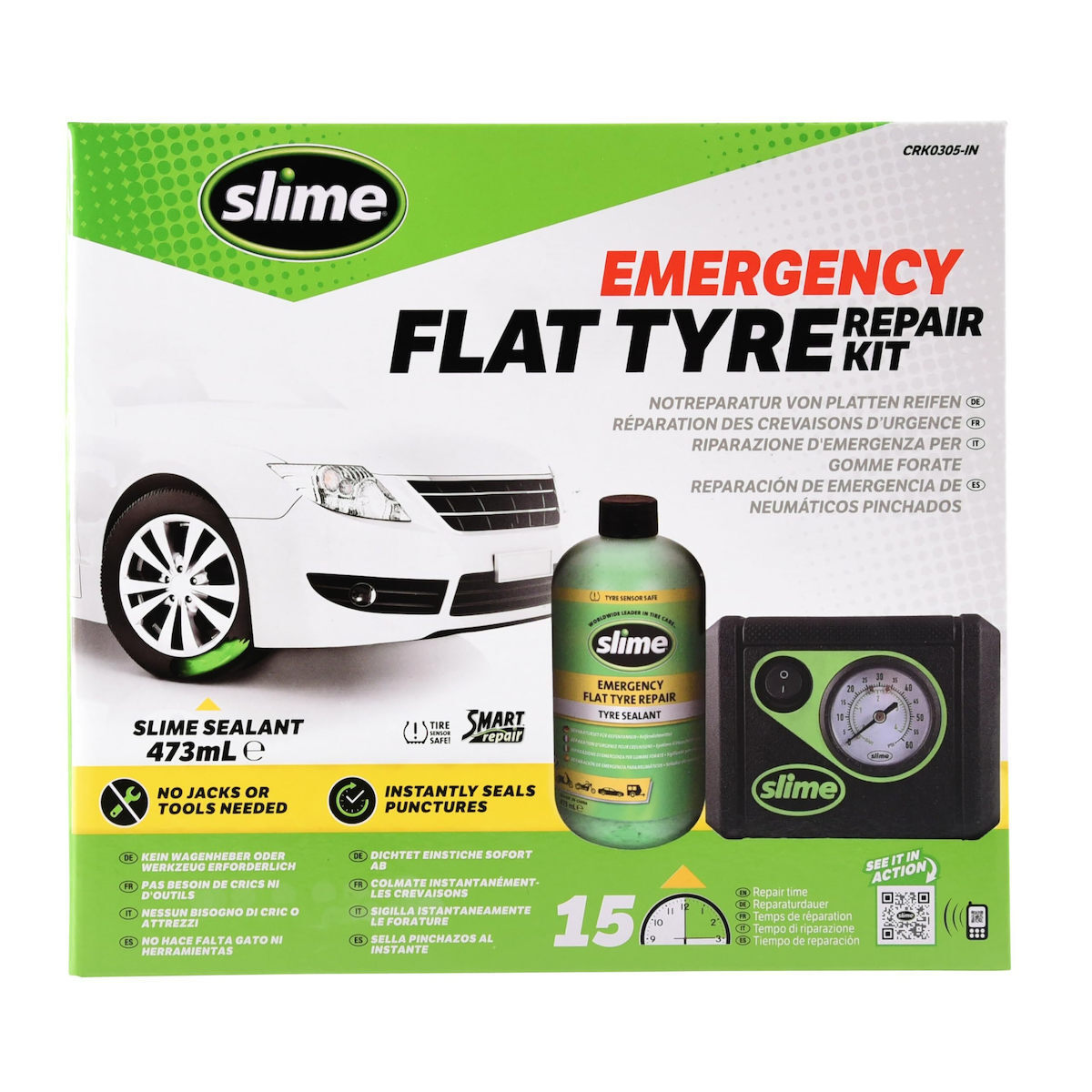 Slime Crk0305-in Flat Tire Puncture Repair Smart Repair Emergency