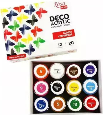 Rosa Fabric Paints Multicolor 12 Pcs 20 Ml