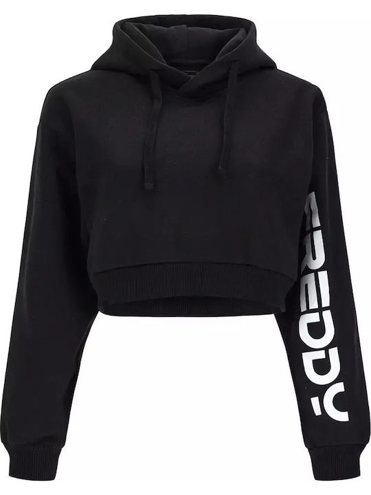 Cropped Women's Sweatshirt Hooded Black