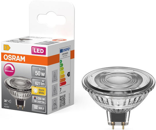 Osram LED Bulb 6.1W for Socket GU5.3 and Shape MR16 Warm White 621lm Dimmable