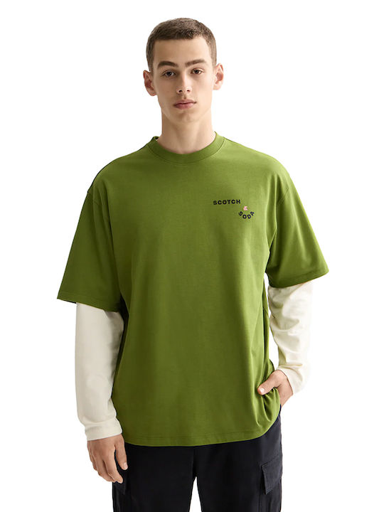 Scotch & Soda Artwork T-shirt Calla Green