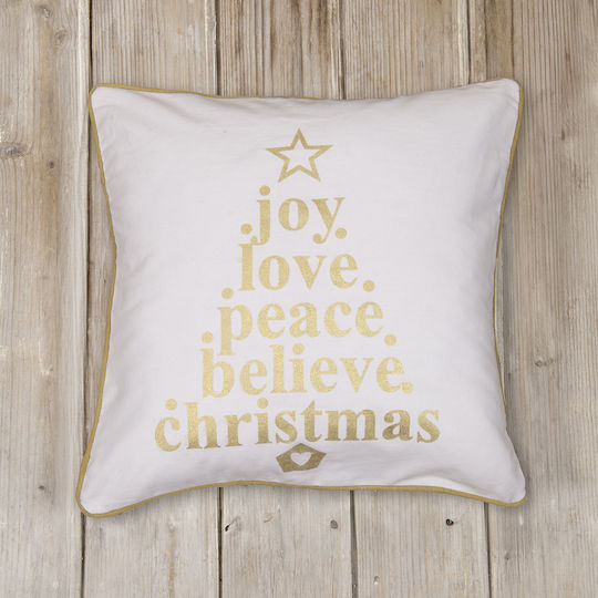 Nima Christmas Decorative Square Pillowcase Peace White 45x45cm