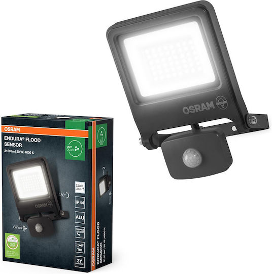 Osram Στεγανός Προβολέας LED 30W Φυσικό Λευκό 4000K με Αισθητήρα Κίνησης IP44