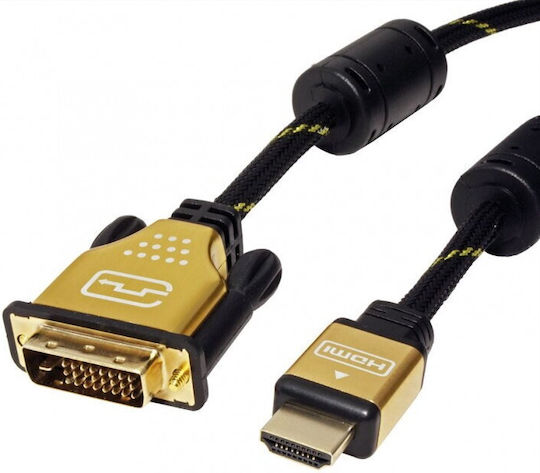 Roline Cable DVI-D male - HDMI male 10m Μαύρο (11.04.5895-5)