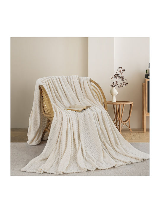 Adam Home Κουβέρτα Fleece Ημίδιπλη 180x240εκ. Cream