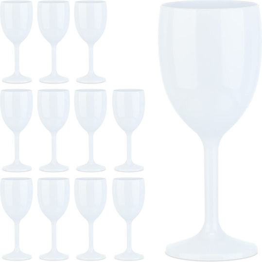 Relaxdays Set Pahare Pentru Vin Alb și Vin Roșu Din Plastic Alb 250ml 12 Bucăți