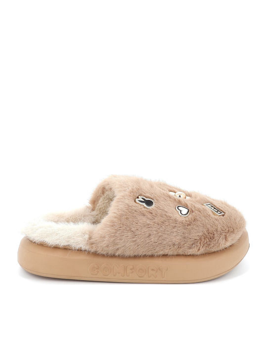 Adam's Shoes Winter Damen Hausschuhe Beige