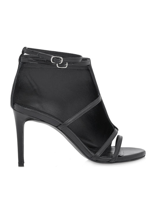 Leder Stiefeletten Damen Schwarz