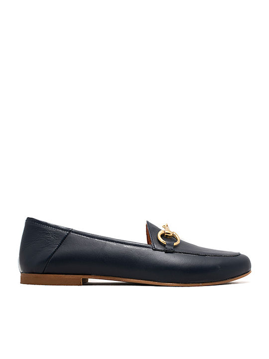 Leather Women's Moccasins in Blue Color