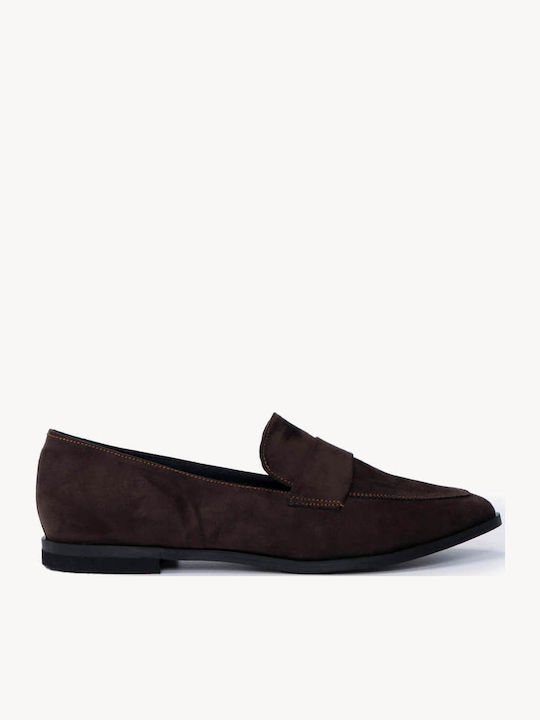 Καφέ Loafers Καπιτονέ Λεπτομέρειες Ματ Υφή
