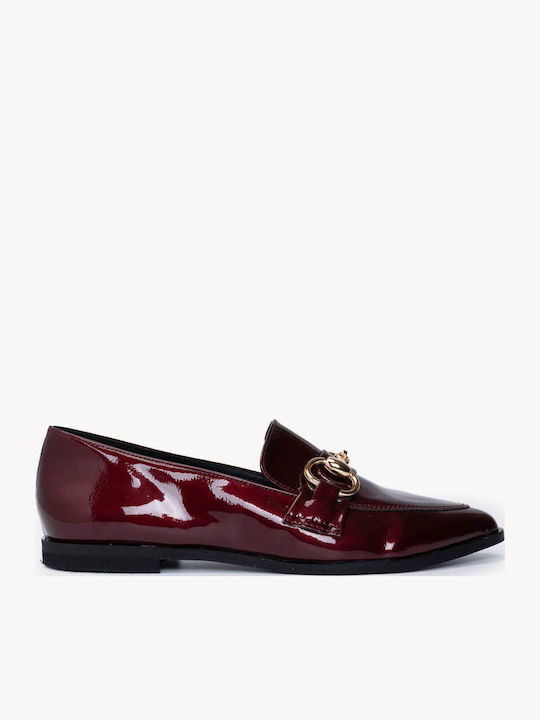 Mocasini Dama Din Lac Bordo Loafers Cu Linia As...