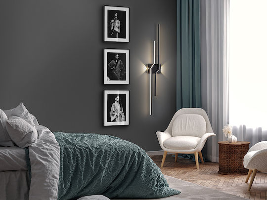 Zigzag Modern Leuchte Wand mit Integrierter LED und Warmweißes Licht Schwarz 100cm