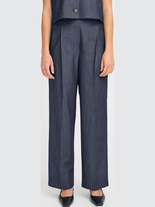 Damen Stoff Hose Dark Blue