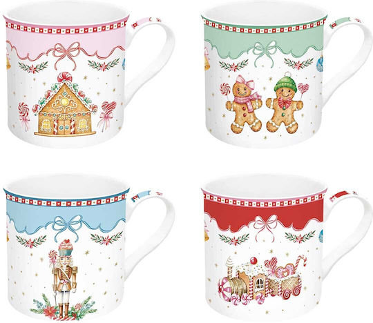 Easylife Set Christmas Mugs Porcelain Multicolored 4pcs