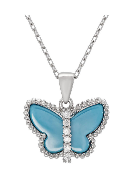 Kiriakos Gofas Charm mit Design Schmetterling aus Silber mit Zirkon