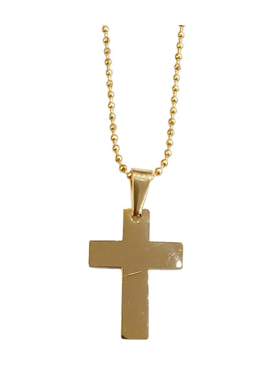 Kalliopi Silver Crucifix Bărbat Din Oțel Placat Cu Aur Cu Lanț