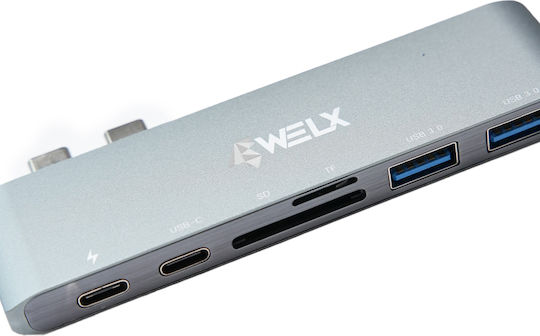 Welx WL6 USB Hub 4 Ports USB 3.1 with USB-A / USB-C Connection Silver