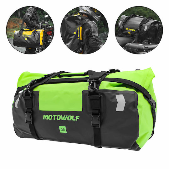Motowolf MDL0717 Motorcycle Tail Bag Waterproof 66lt Black Green