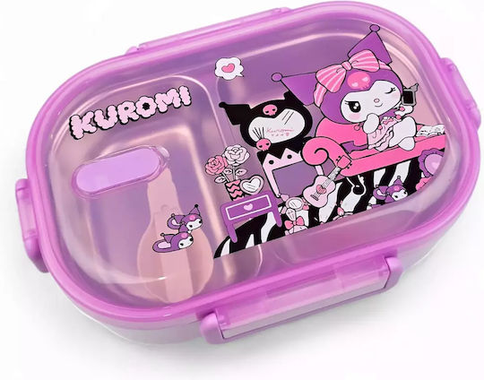 Cutie de Prânz Inoxidabilă pentru Copii cu Două Compartimente și Lingură Kuromi