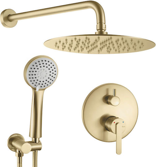 Rea Set Mischer & Duschkopf für Wandmontage für Dusche Gold