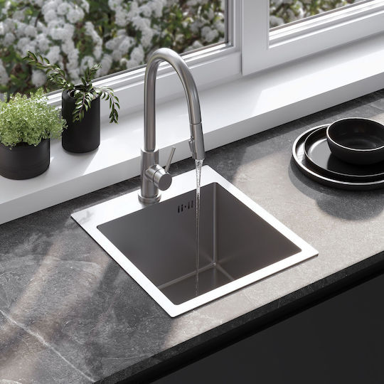 Rea Drop-In Spüle Inox Satiniert B45xT40cm Schwarz