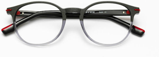 Woodys Black On Transparent Grey Round Guin