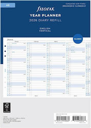 Annual Vertical Planner Filofax 2026 A5 English Vertical Year Planner White 26-68501